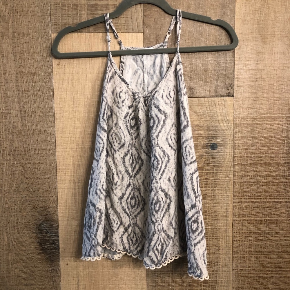 Snake Skin Patterned Tank with Lace Trim